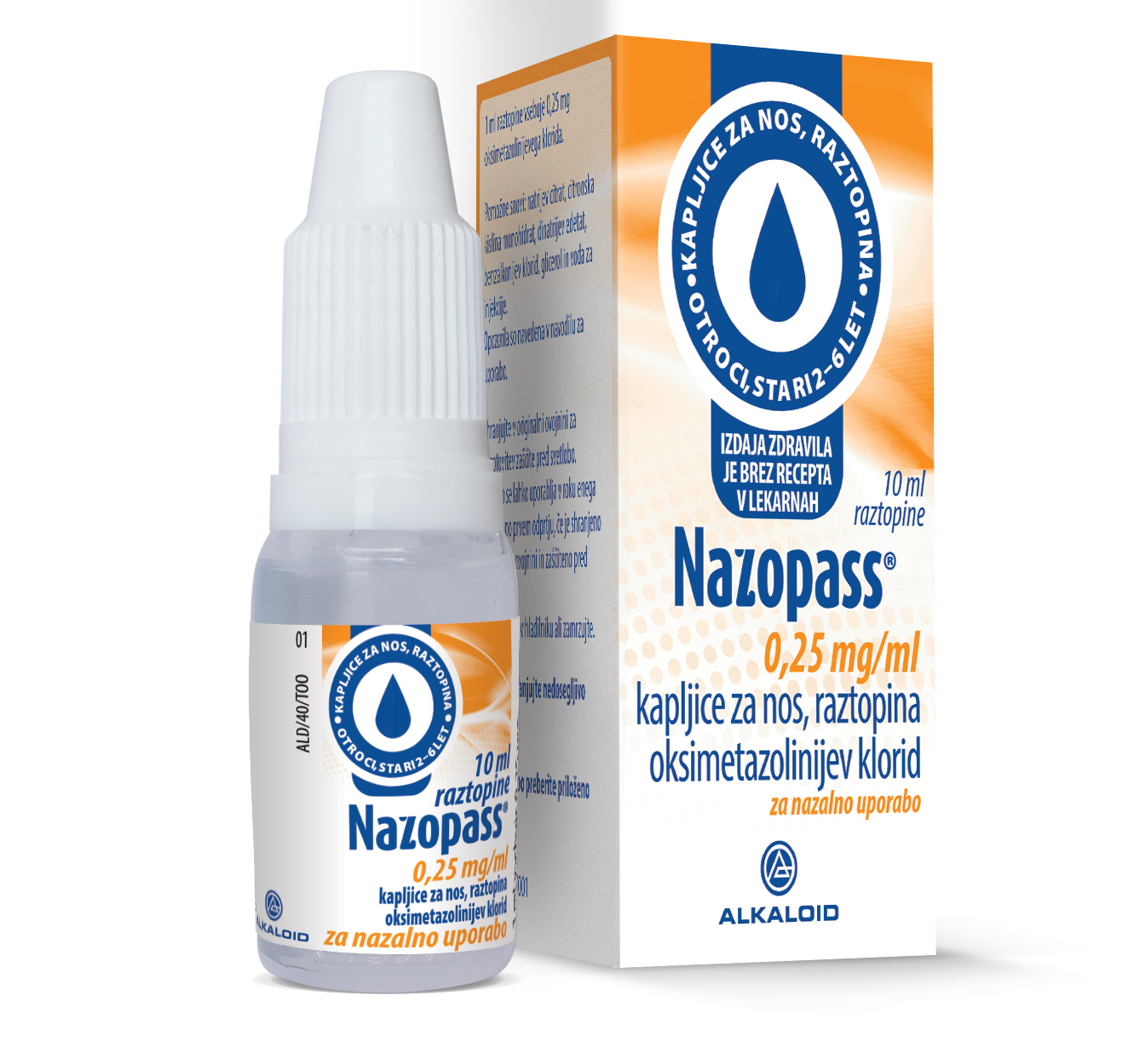 Nazopass 0,25 mg/ml kapljice za nos, raztopina, 10 ml