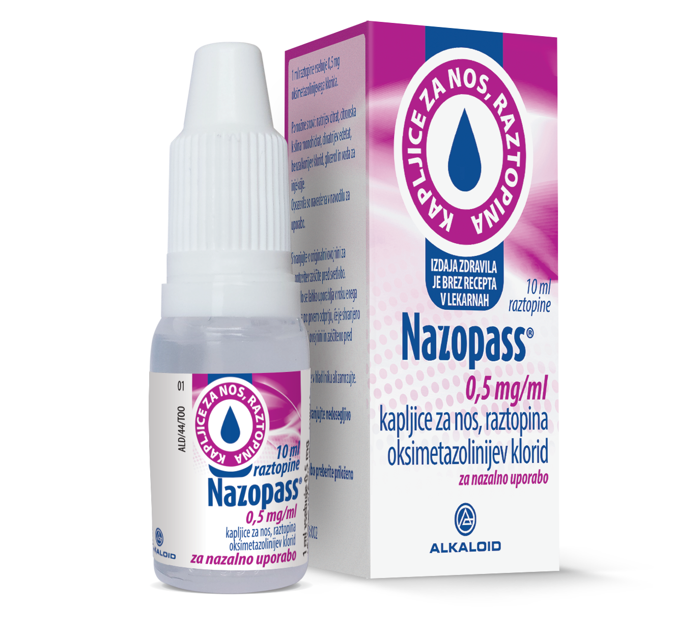 Nazopass 0,5 mg/ml kapljice za nos, raztopina, 10 ml