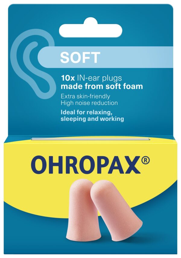 Ohropax Soft – penasti čepki za ušesa, 10 čepkov