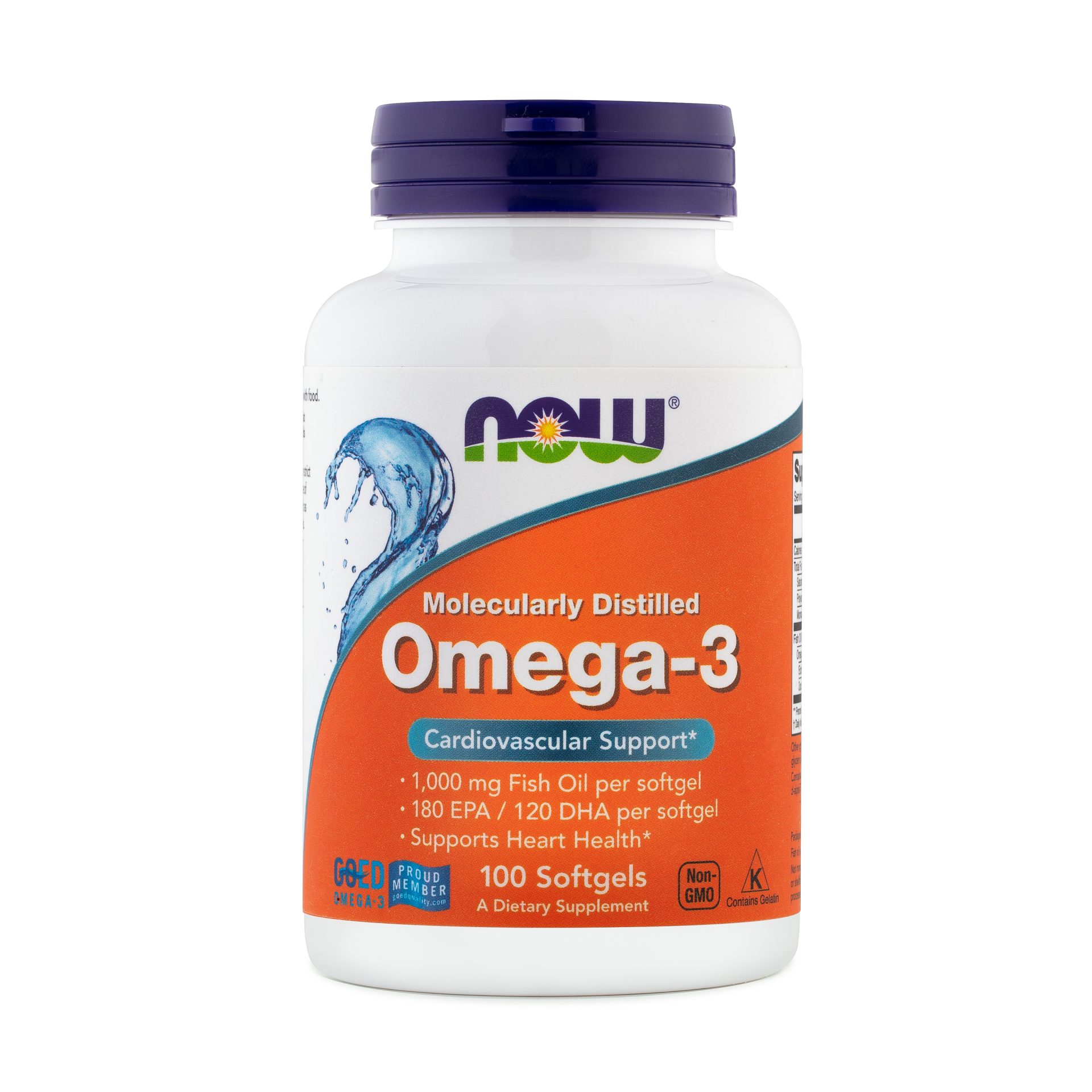 NOW Omega-3 koncentrat ribjega olja 1000 mg, 100 mehkih kapsul          