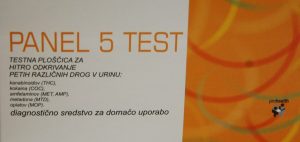 Abugnost PANEL 5 testna ploščica za hitro odkrivanje petih različnih drog v urinu 