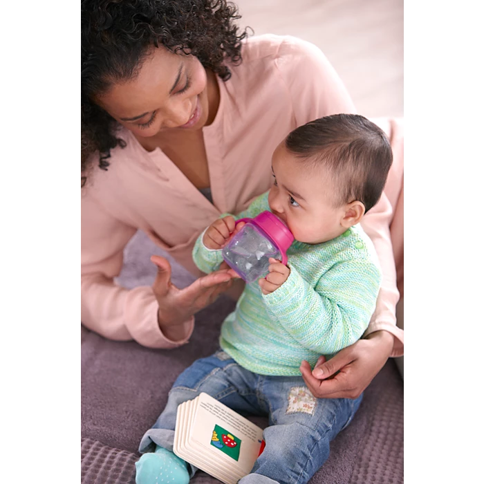 Philips Avent lonček za pitje s silikonskim ustnikom in ročaji (6 m+) – roza (200 ml)
