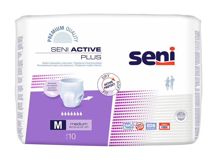 Seni Active Plus mobilne hlačke za inkontinenco – Medium, 10 mobilnih hlačk