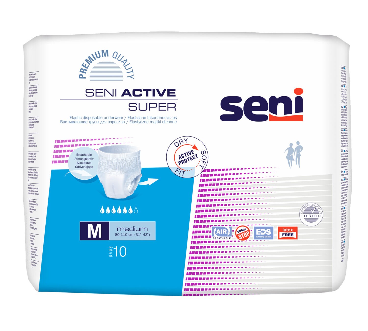 Seni Active Super mobilne hlačke za inkontinenco – Medium, 10 mobilnih hlačk