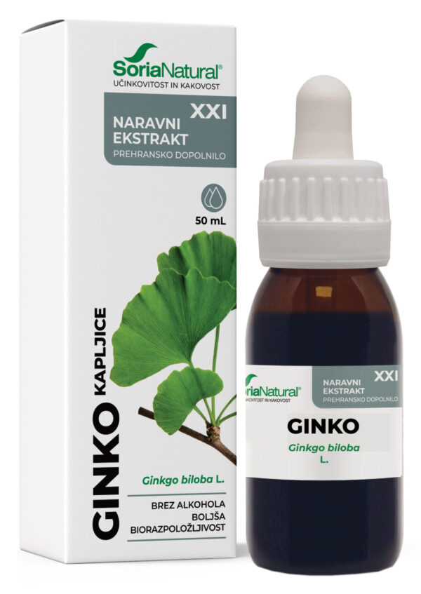 Soria Natural Ginko brezalkoholne kapljice XXI, 50 ml