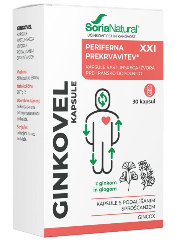 Soria Natural Ginkovel XXI kapsule s podaljšanim sproščanjem, 30 kapsul