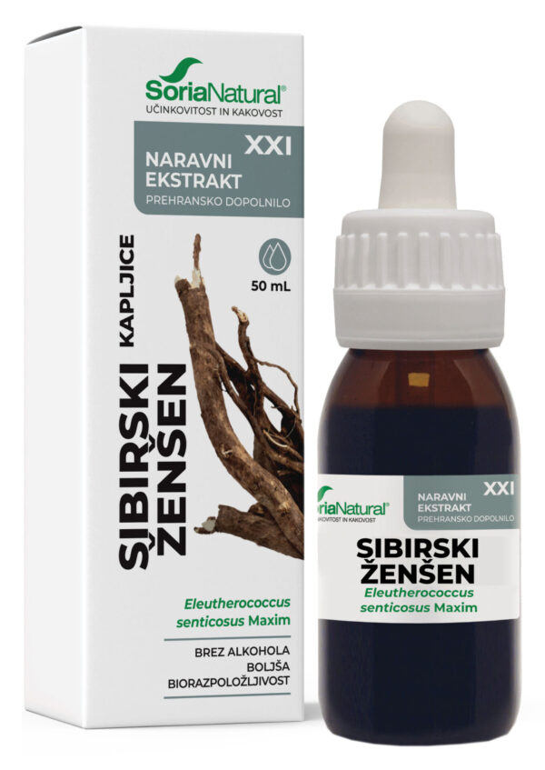 Soria Natural Sibirski ženšen (elevterokok) brezalkoholne kapljice XXI, 50 ml