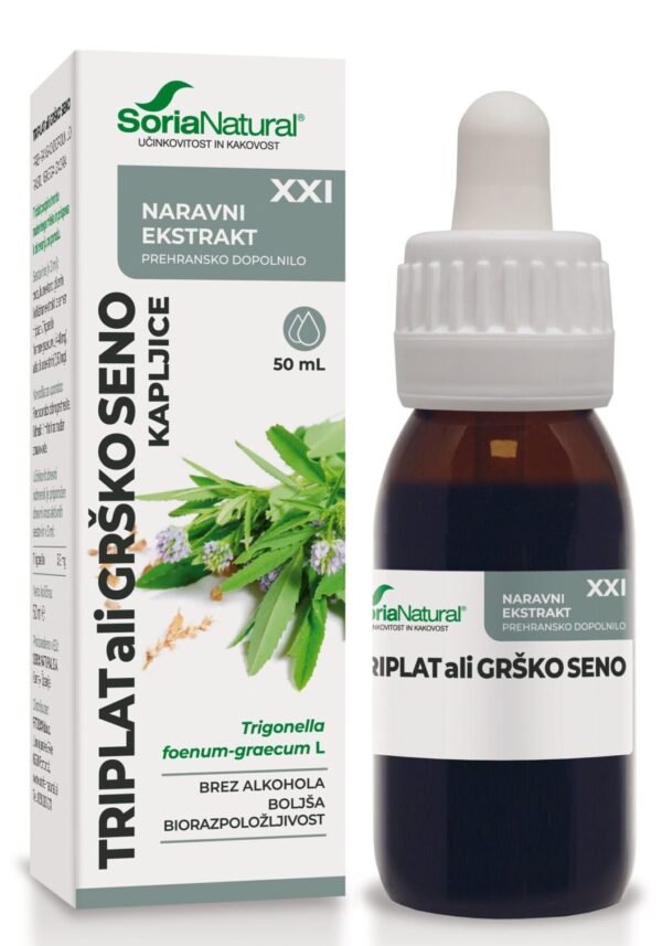 Soria Natural Triplat (grško seno) brezalkoholne kapljice XXI, 50 ml