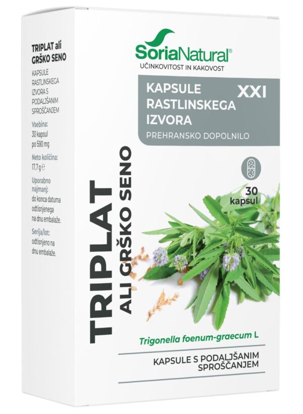 Soria Natural Triplat (grško seno) kapsule s podaljšanim sproščanjem XXI, 30 kapsul