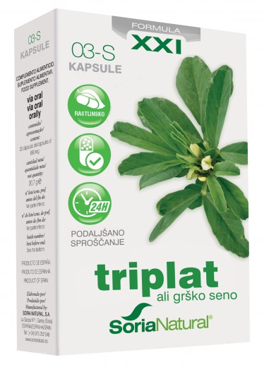 Soria Natural Triplat-grško seno XXI kapsule s podaljšanim sproščanjem, 30 kapsul