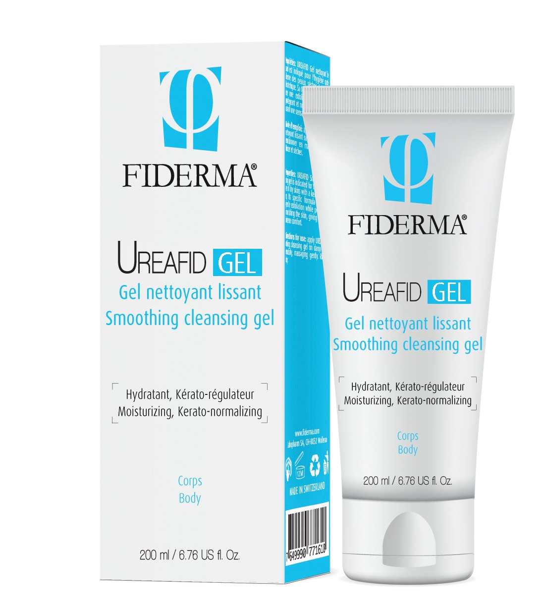 Fiderma Ureafid gladilni čistilni gel za normalno poroženevanje kože za telo, 200 ml