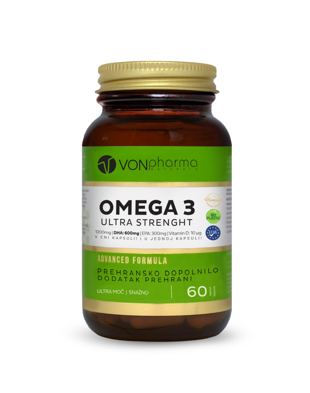 VonPharma Omega 3 Ultra Strength 600 mg DHA, 60 kapsul