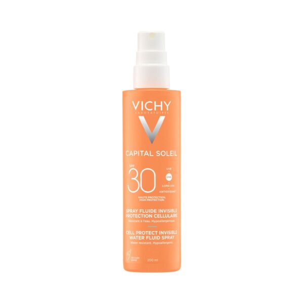 Vichy Capital Soleil Fluid na vodni osnovi v pršilu za zaščito kožnih celic ZF 30, 200 ml