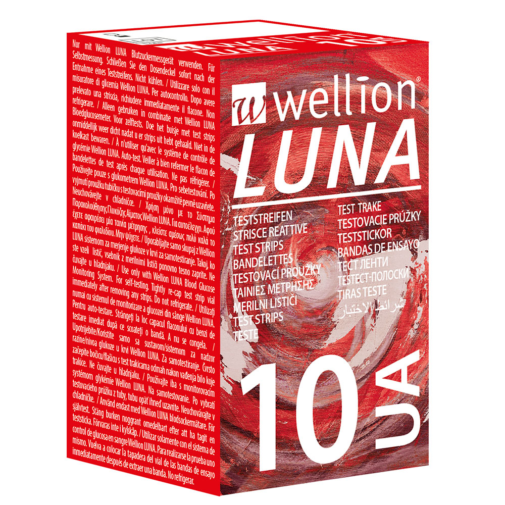 Wellion LUNA UA  testni lističi za merjenje sečne kisline, 10 lističev