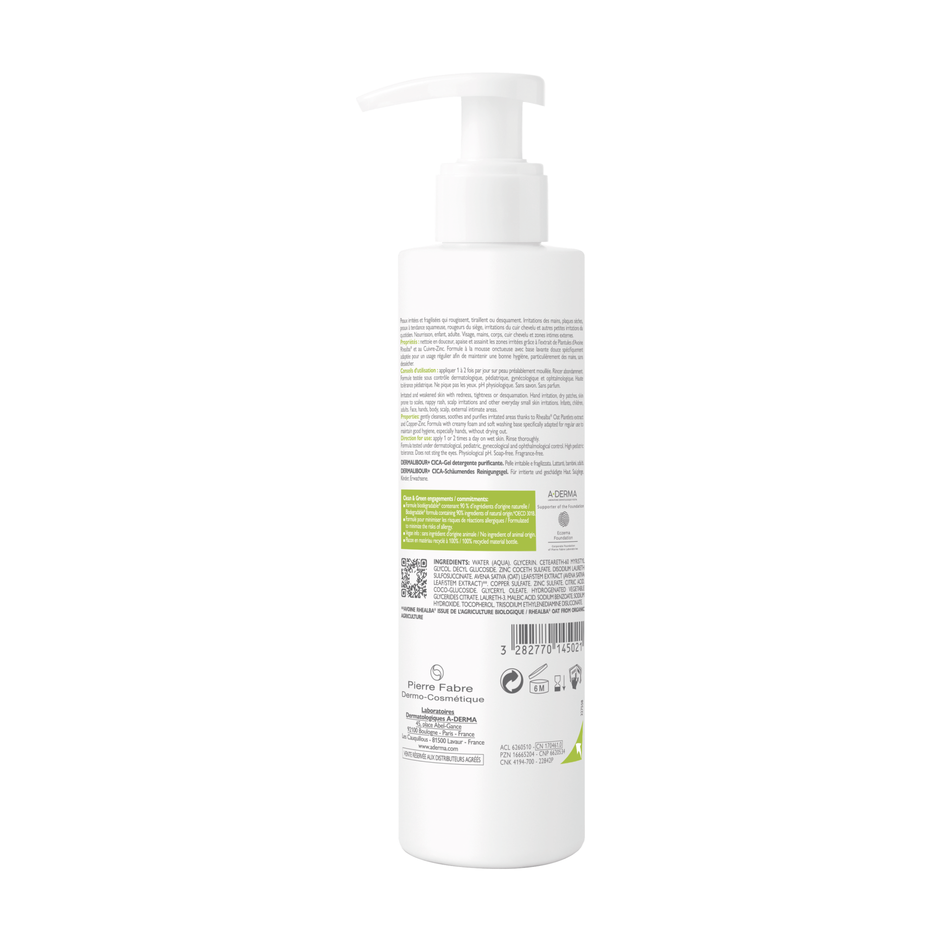 A-Derma Dermalibour+ peneči CICA-gel, 200 ml