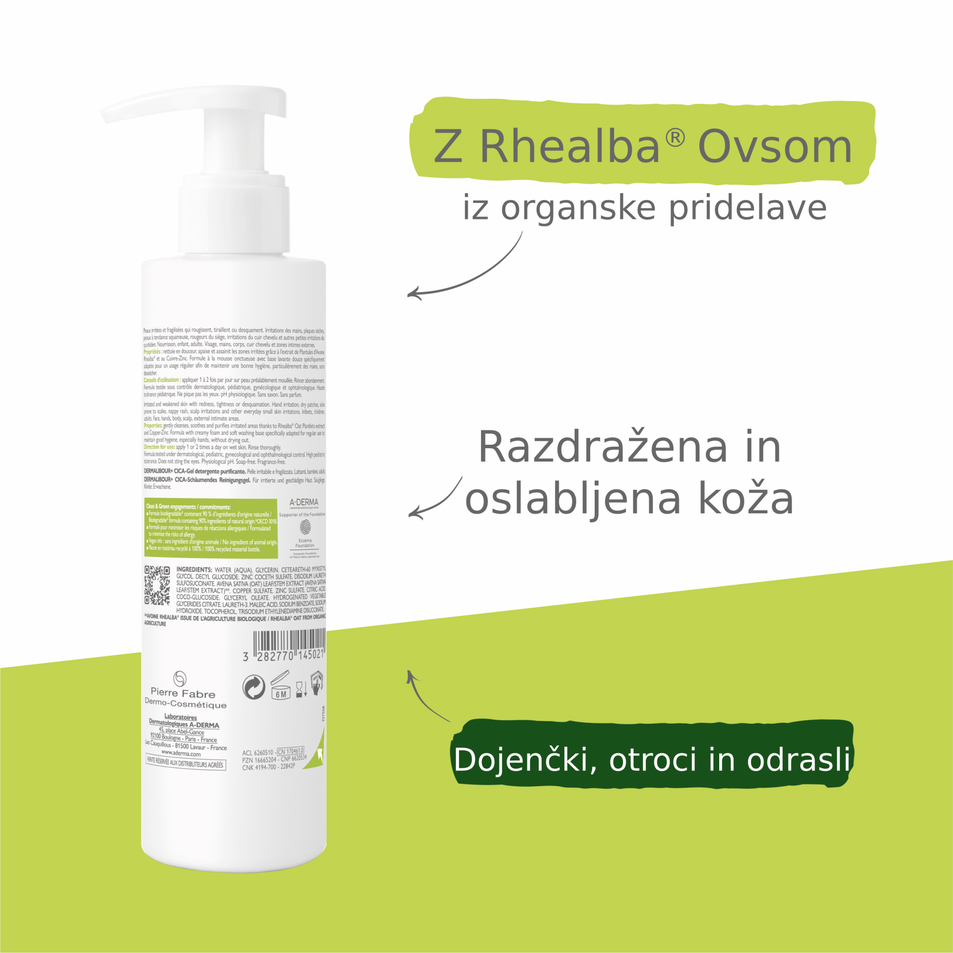 A-Derma Dermalibour+ peneči CICA-gel, 200 ml