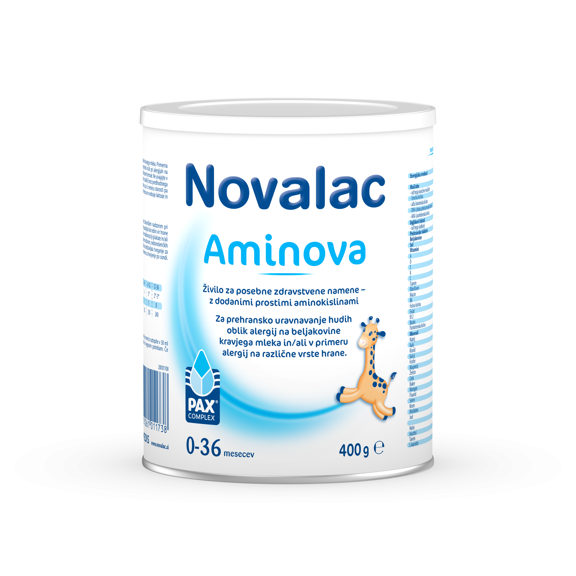 Novalac Aminova mlečni nadomestek (0-36 mesecev), 400 g