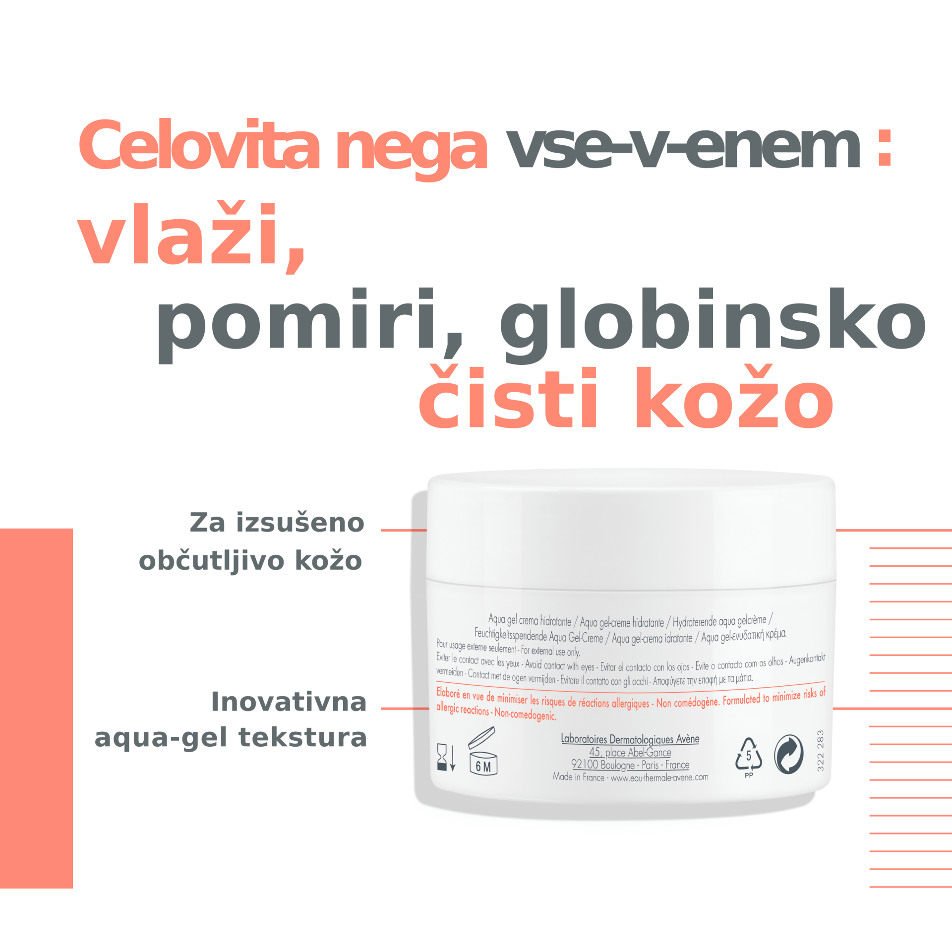 Avène Hydrance Aqua-Gel vlažilna gel krema, 50 ml