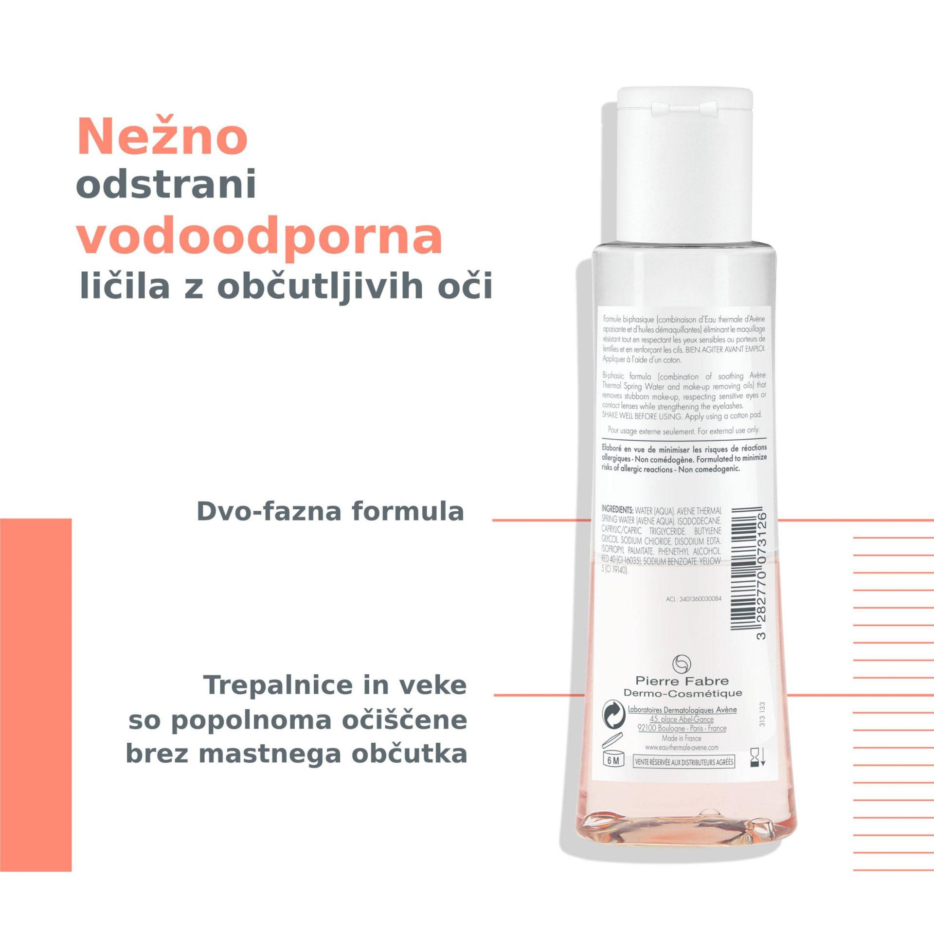 Avène intenzivni odstranjevalec ličil s predela okoli oči, 125 ml