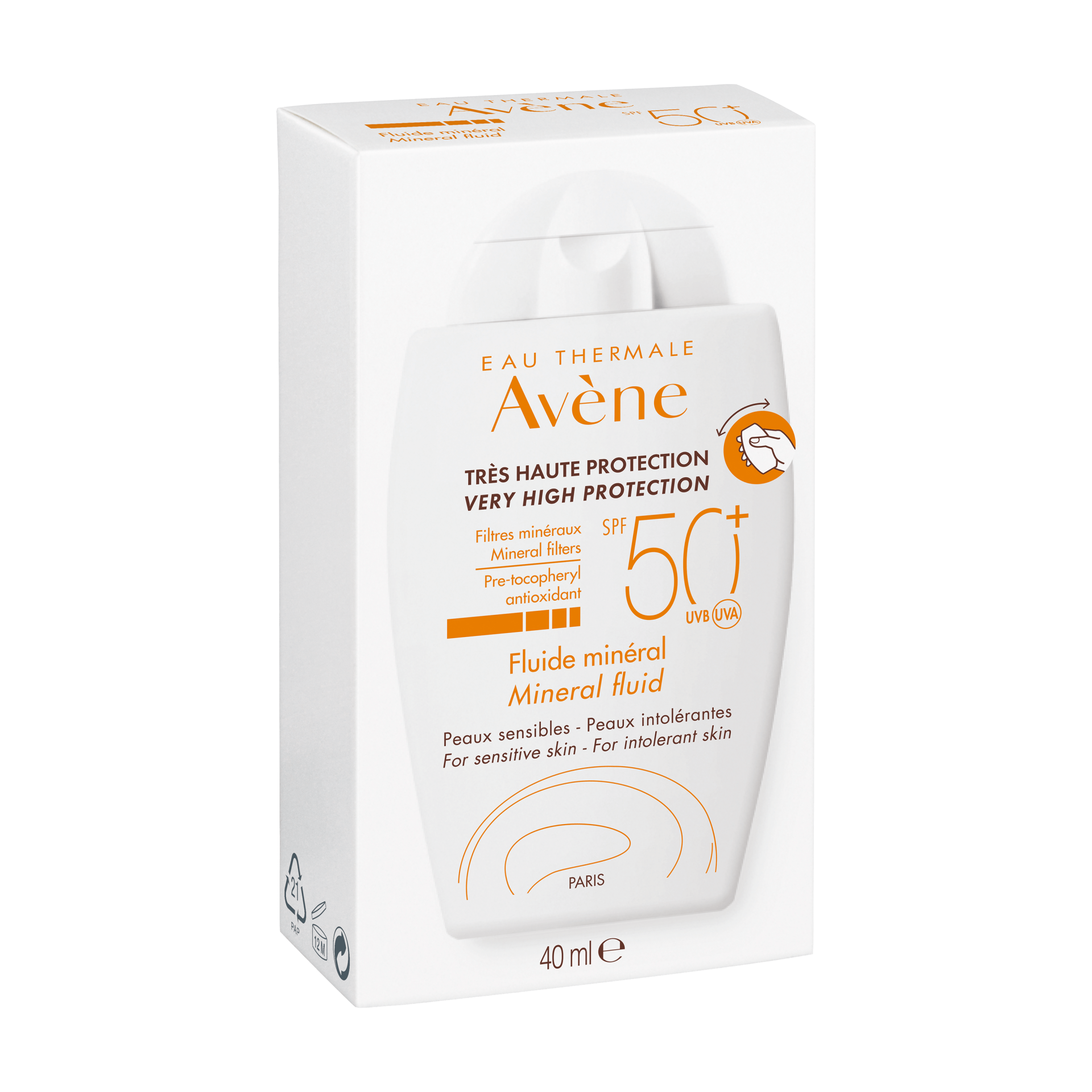 Avène mineralni fluid z zelo visoko zaščito pred soncem ZF50+, 40 ml