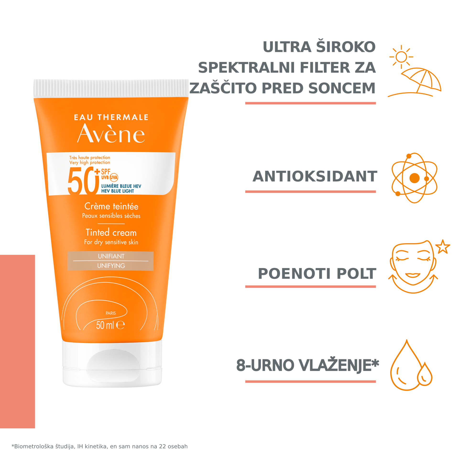 Avène Sun obarvana krema zelo visoka zaščita pred soncem ZF50+, 50 ml