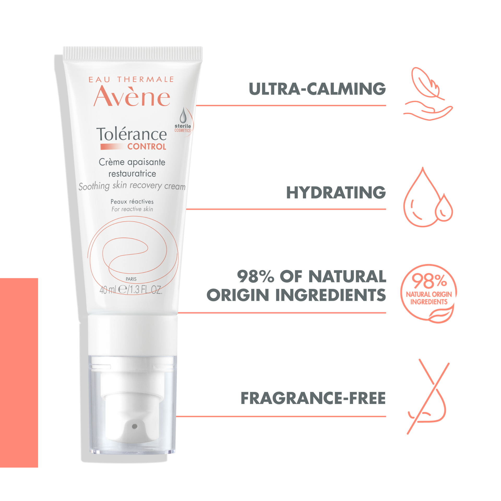 Avène Tolérance Control pomirjujoča krema za obnovo kože, 40 ml