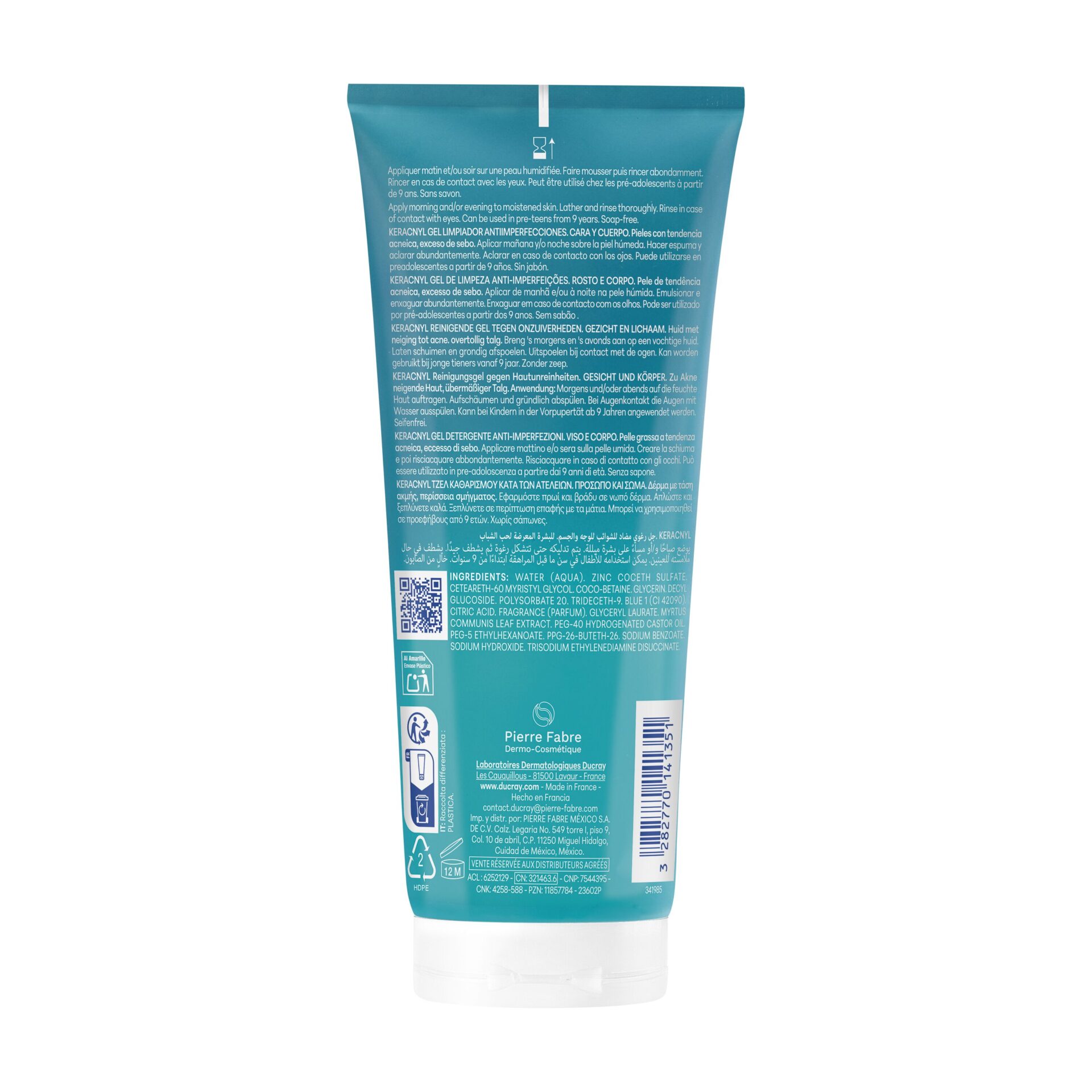 Ducray Keracnyl gel za čiščenje, 200 ml