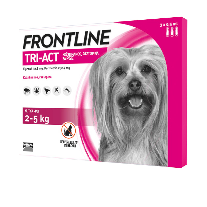 Frontline Tri-Act kožni nanos, raztopina za pse (2-5 kg), 3 pipete po 0,5 ml