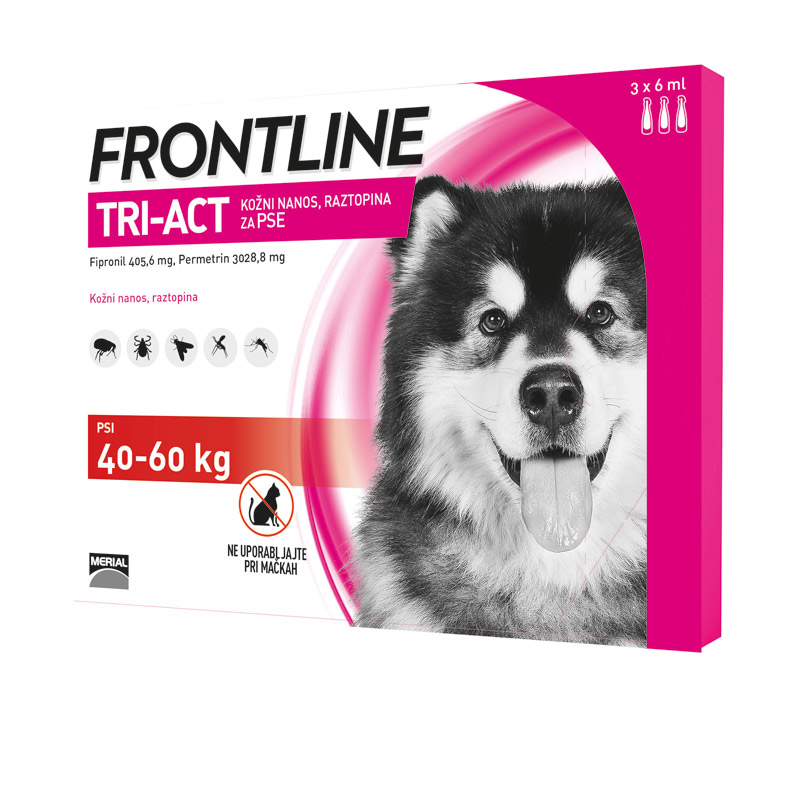 Frontline Tri-Act kožni nanos, raztopina za pse (40-60 kg), 3 pipete po 6 ml