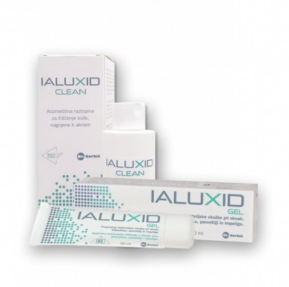 Ialuxid paket: Ialuxid gel (30 ml) + Ialuxid clean čistilna raztopina za čiščenje kože (100 ml)