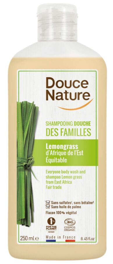 Douce Nature Naravni gel in šampon za prhanje, limonska trava, 250 ml