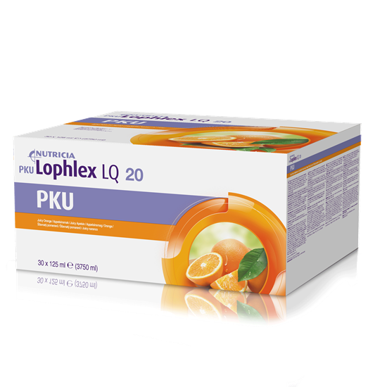 Lophlex PKU peroralna suspenzija – okus sočna pomaranča, 30 vrečk po 125 ml