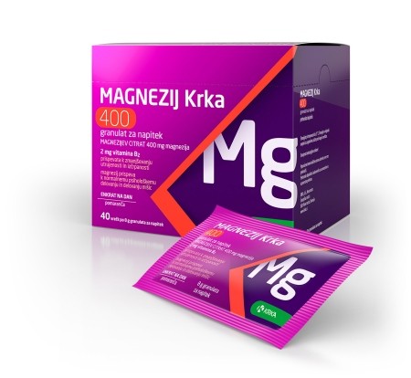 Magnezij Krka 400 granulat za napitek vrečka 8 g, 20 vrečk