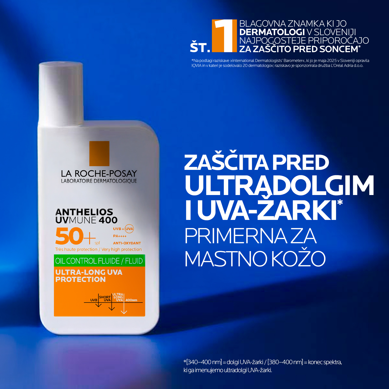 Anthelios UVMune 400 Oil Control fluid za mastno kožo ZF 50+ – La Roche-Posay, 50 ml
