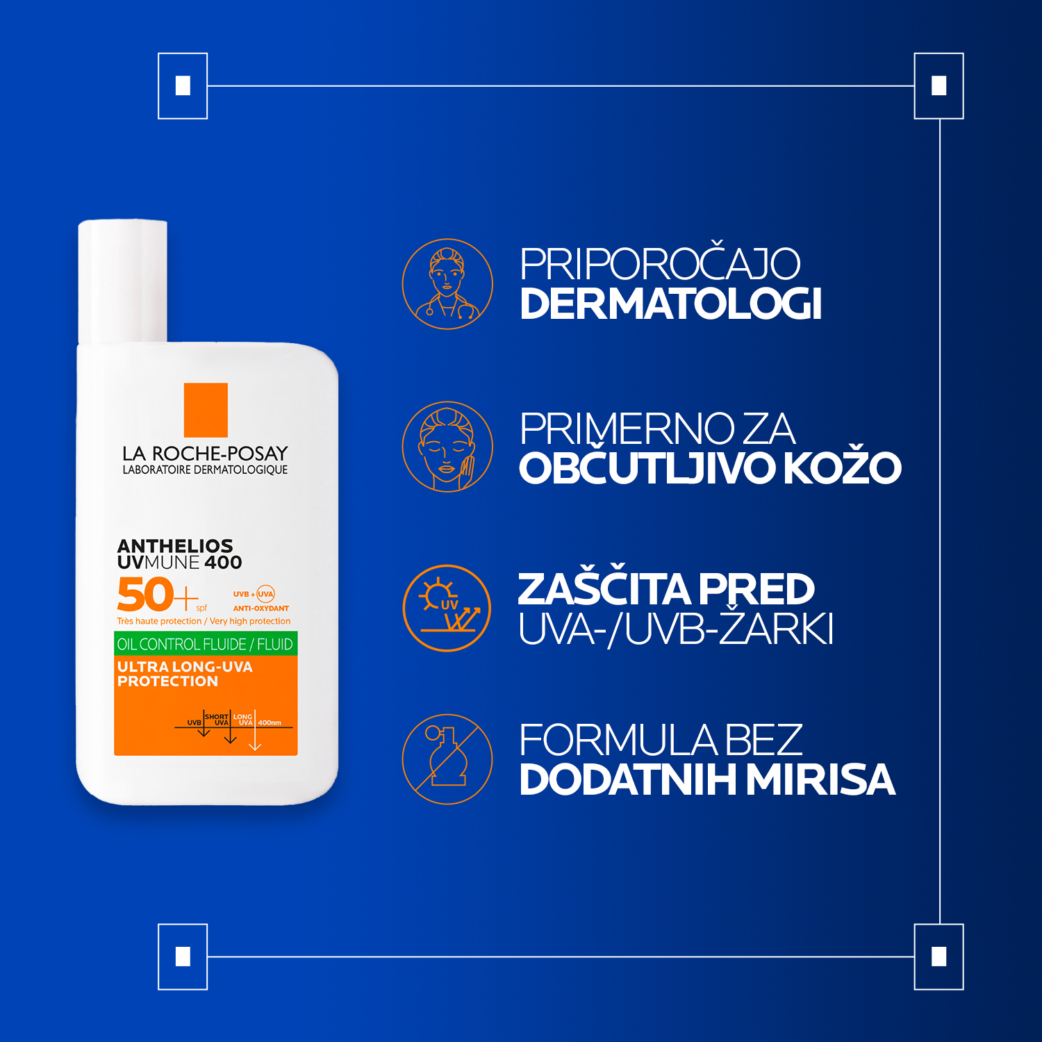 Anthelios UVMune 400 Oil Control fluid za mastno kožo ZF 50+ – La Roche-Posay, 50 ml