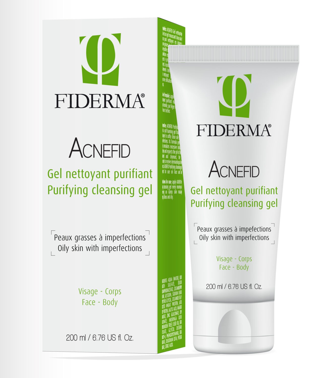 Fiderma Acnefid čistilni gel za mastno kožo za obraz in telo, 200 ml