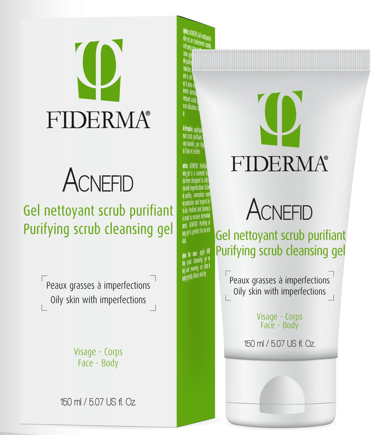 Fiderma Acnefid čistilni piling gel za mastno kožo za obraz in telo, 150 ml