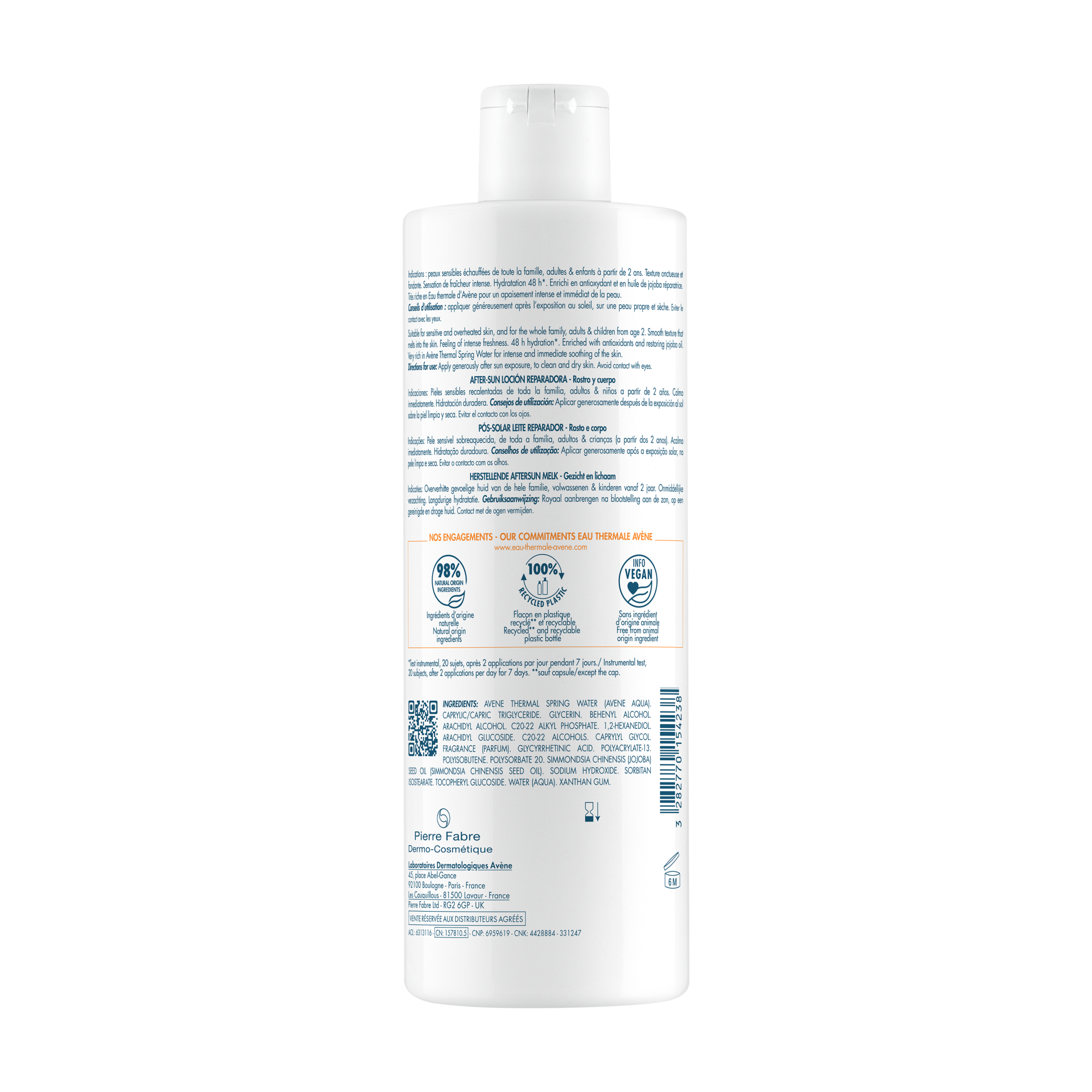 Avène obnavljajoči kremasti losjon po sončenju, 400 ml