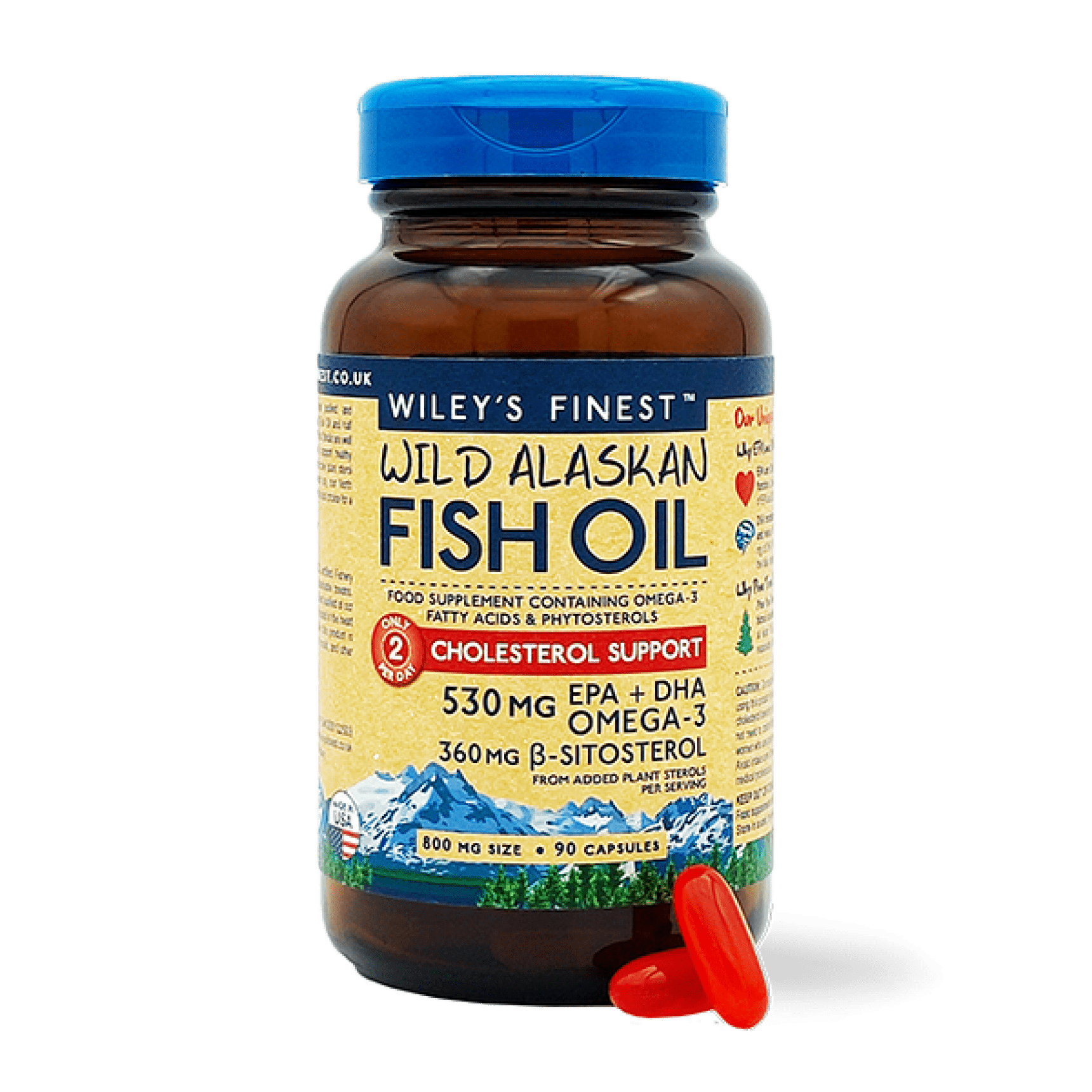 Wild Alaskan Fish Oil Cholesterol Support kapsule, 90 kapsul Lekarna