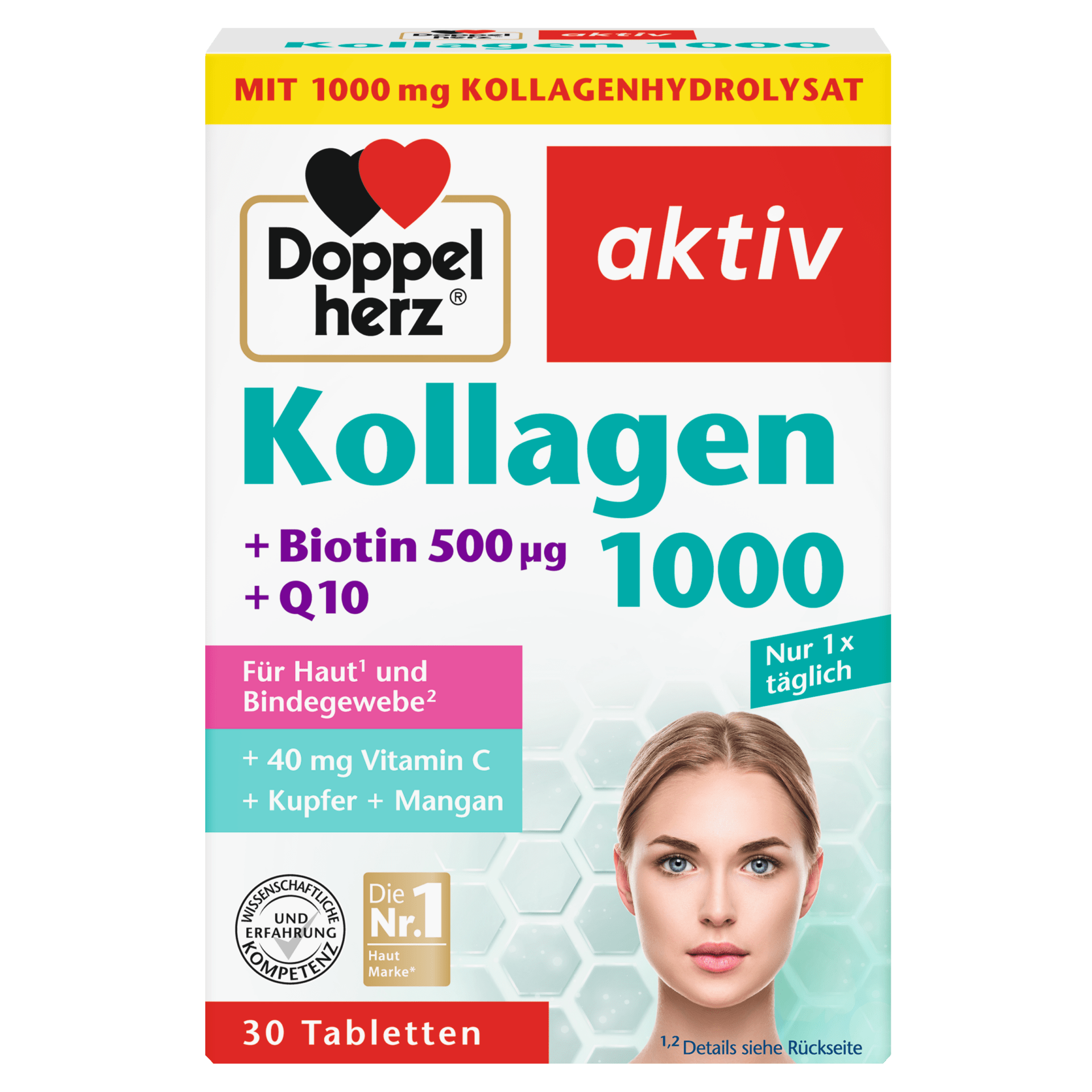 Doppelherz Aktiv Kolagen 1000 + 500 mcg biotina + Q10 tablete, 30 tablet