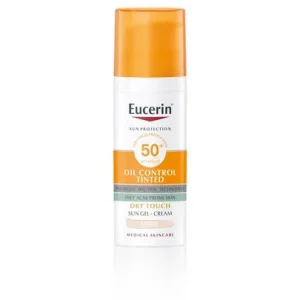 Eucerin Sun Oil Control Dry Touch Tinted Light obarvan kremni gel za zaščito obraza pred soncem ZF 50+, 50 ml 