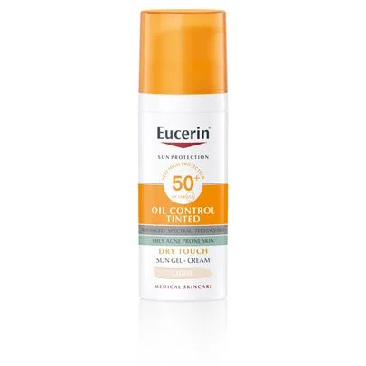 Eucerin Sun Oil Control Dry Touch Tinted Light obarvan kremni gel za zaščito obraza pred soncem ZF 50+, 50 ml