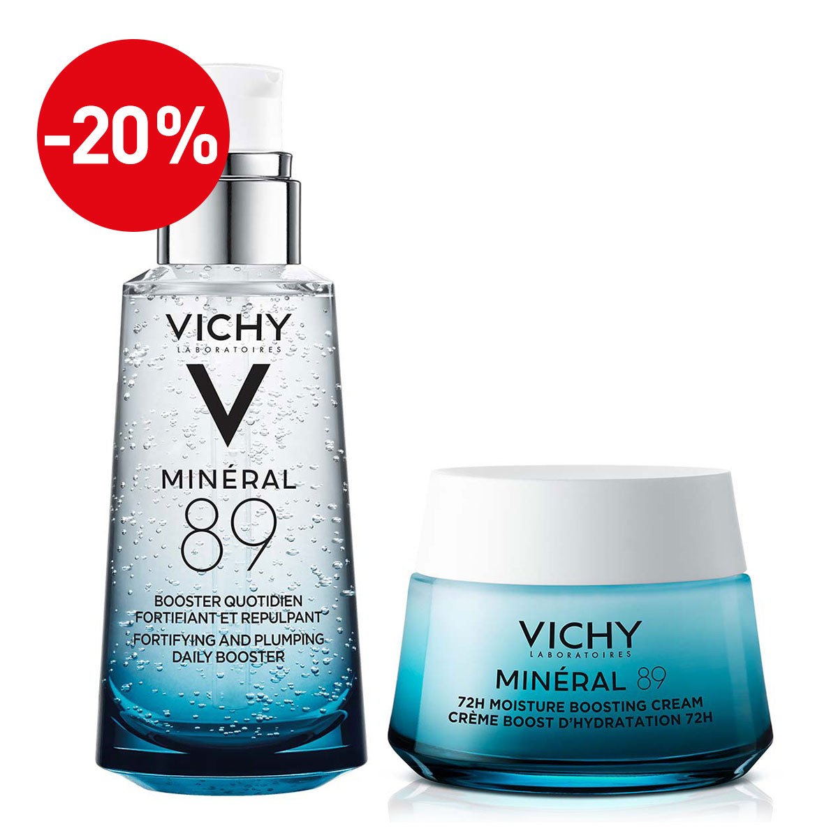 Vichy Mineral 89 Protokol za intenzivno navlaženo in močnejšo kožo za vse tipe kože, 2 x 50 ml
