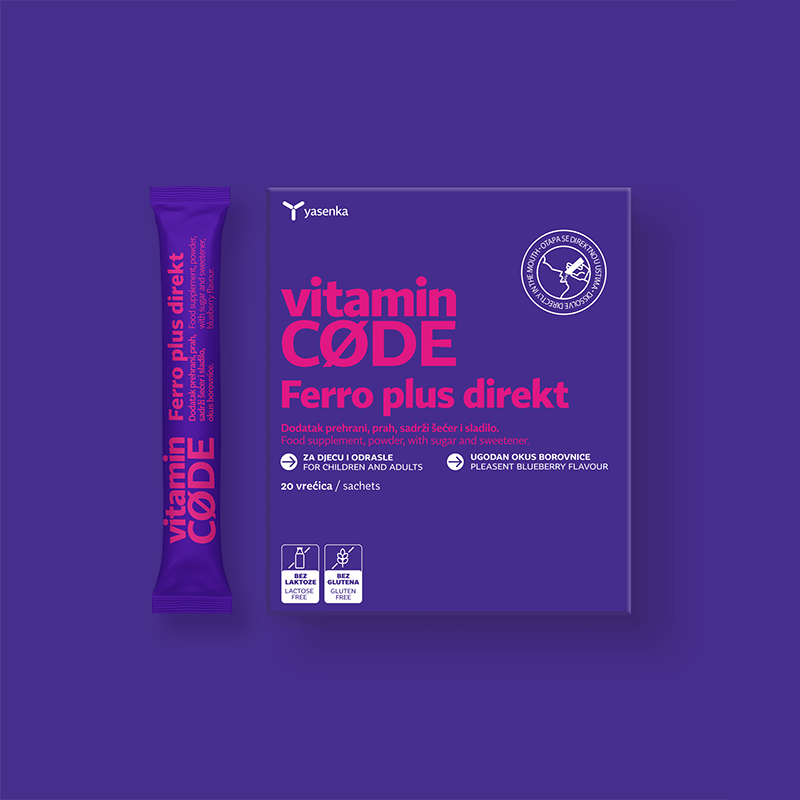 Yasenka Vitamin Code Ferro Plus Direkt vrečice, 20 vrečic
