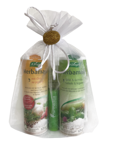 Herbamare darilni paket Original sol + Pikantna sol + DARILO balzam za ustnice