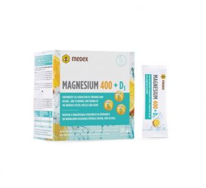 Medex Magnezij 400 + D3 instant napitek v vrečkah, 20 vrečk po 8 g 