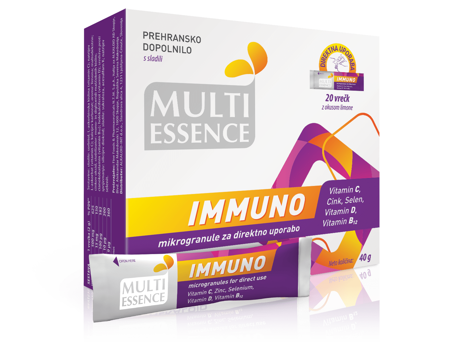 Multi Essence Immuno mikrogranule za direktno uporabo, 20 vrečk