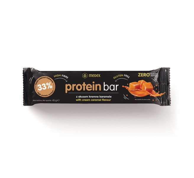 Medex beljakovinska ploščica Protein Bar kremna karamela, 45 g