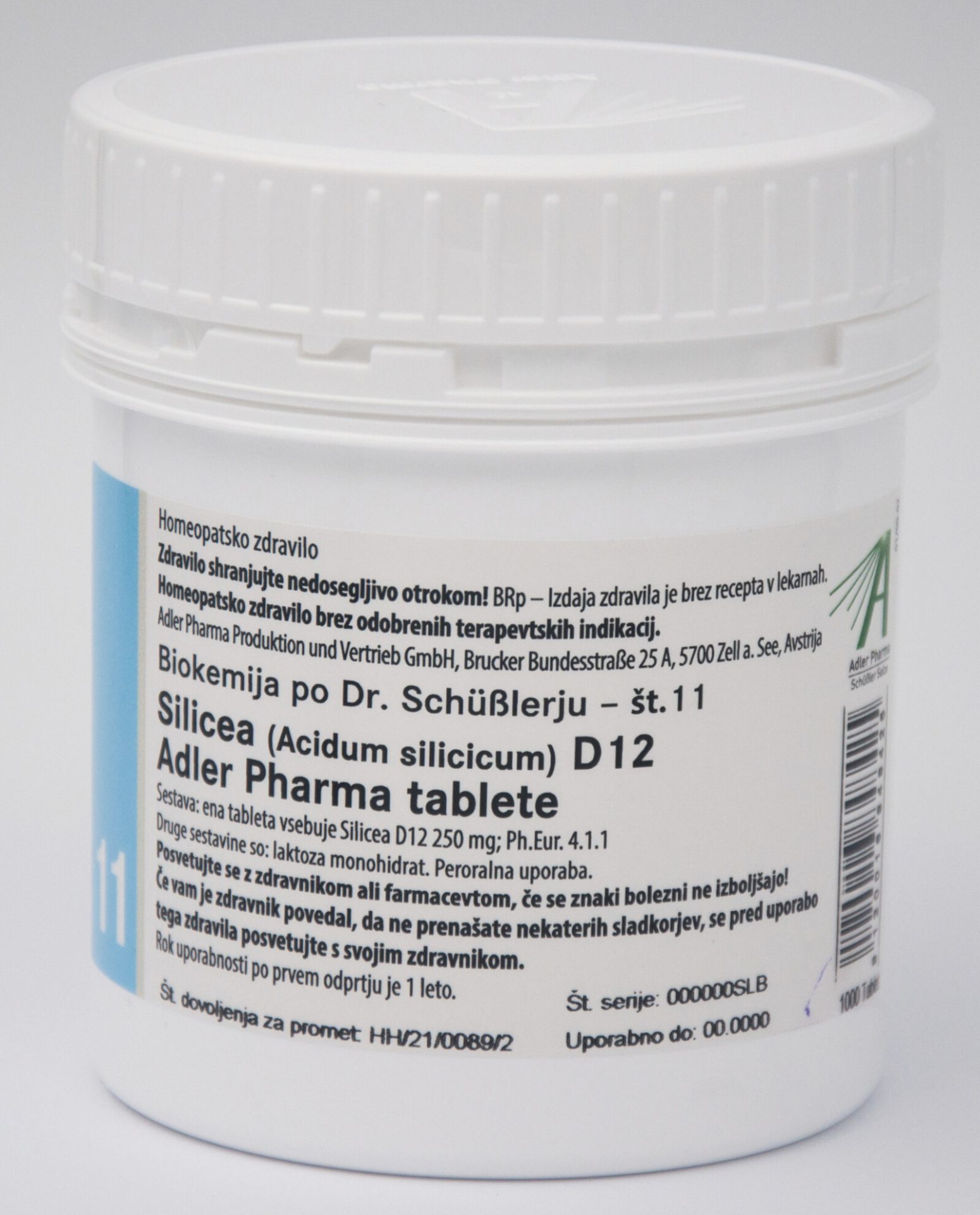 Schüsslerjeva sol št. 11 Silicea (Acidum silicicum) D12, 1000 tablet