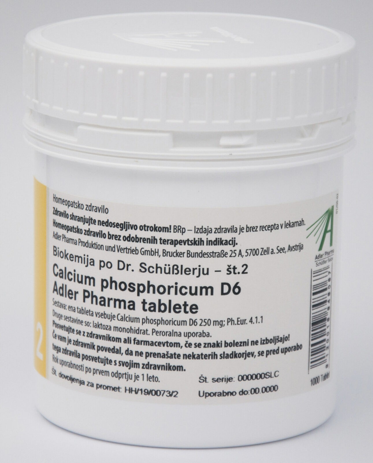 Schüsslerjeva sol št. 2 Calcium phosphoricum D6, 1000 tablet